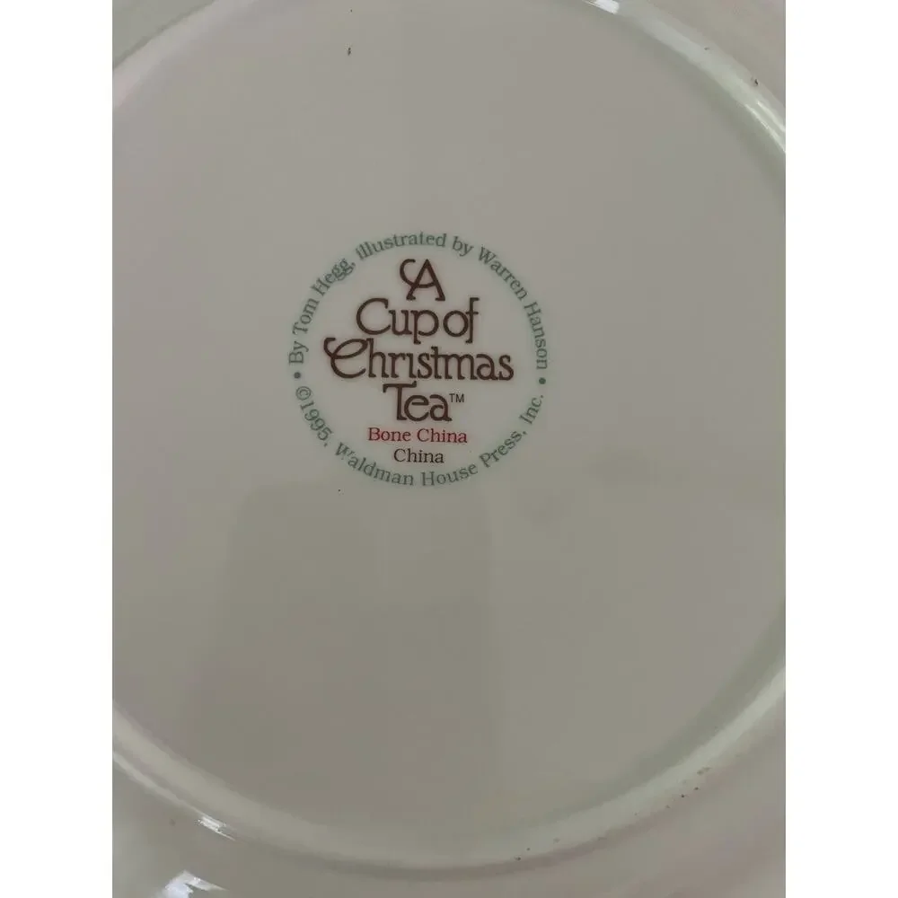 A Cup of Christmas Tea Bone China Plate Waldman House Tom Hegg Holly Berry